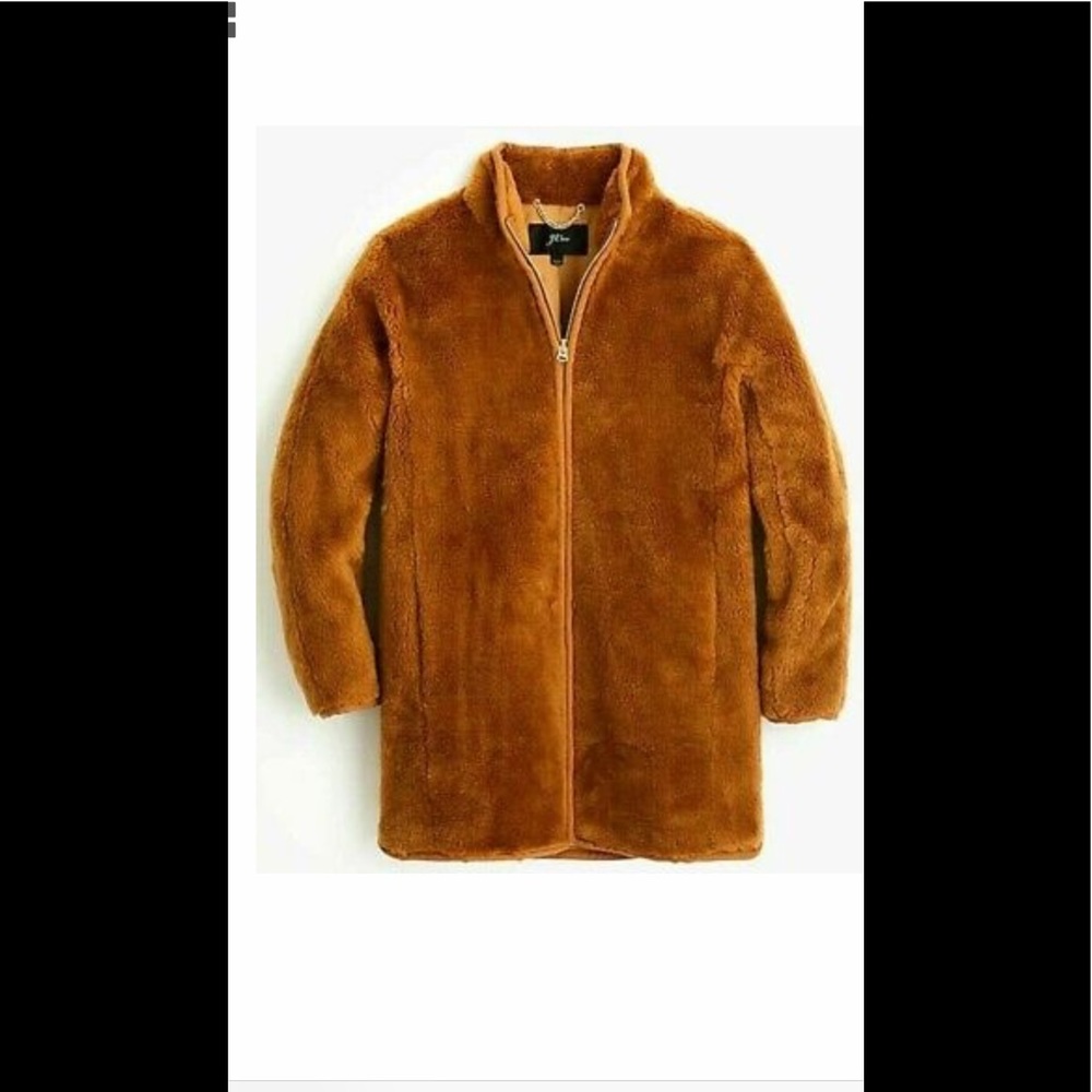 J Crew Zip up teddy fur coat size M